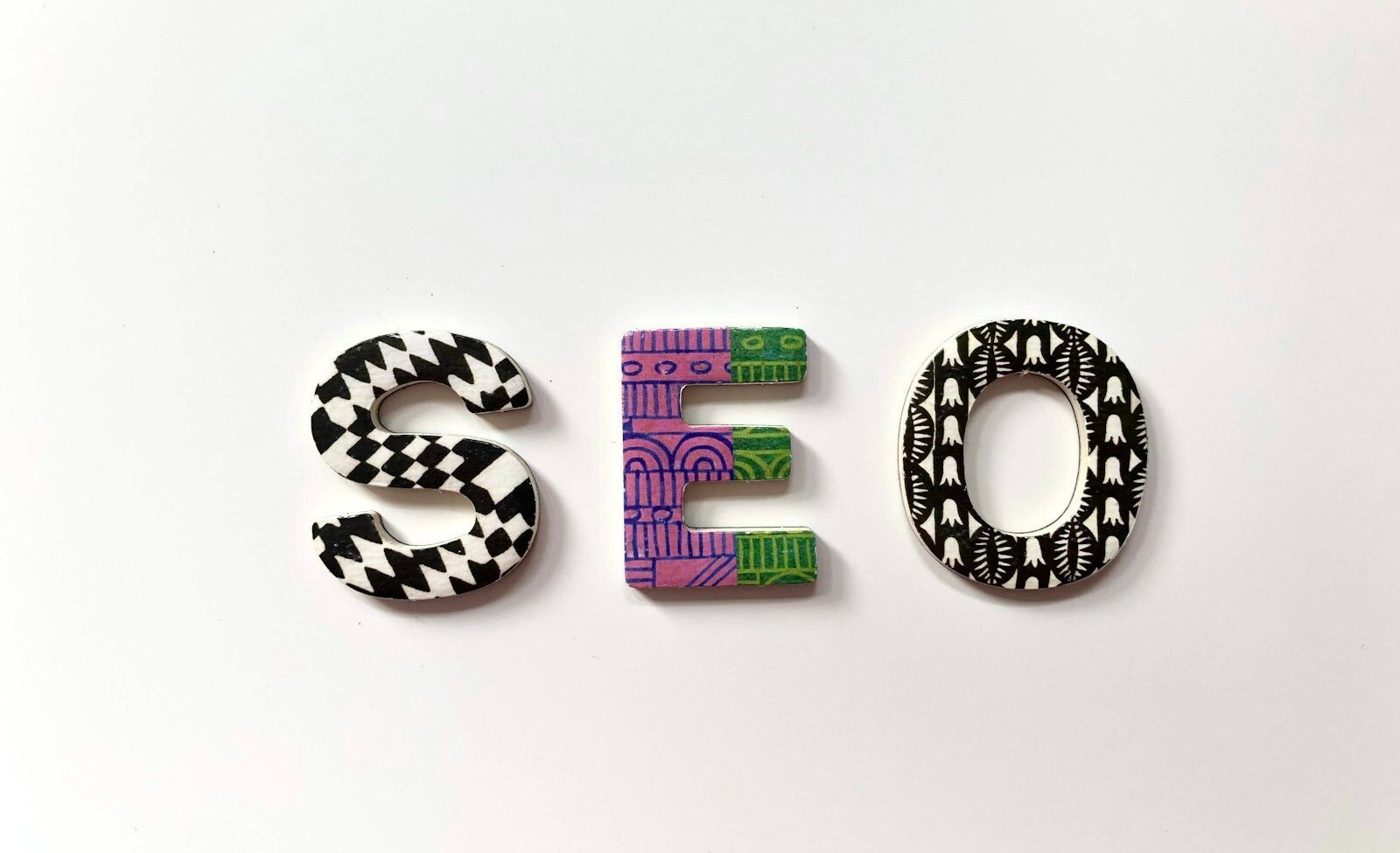 SEO letters on a clean background representing small business SEO foundations