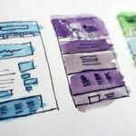 Wireframe sketches used to plan a WordPress website redesign