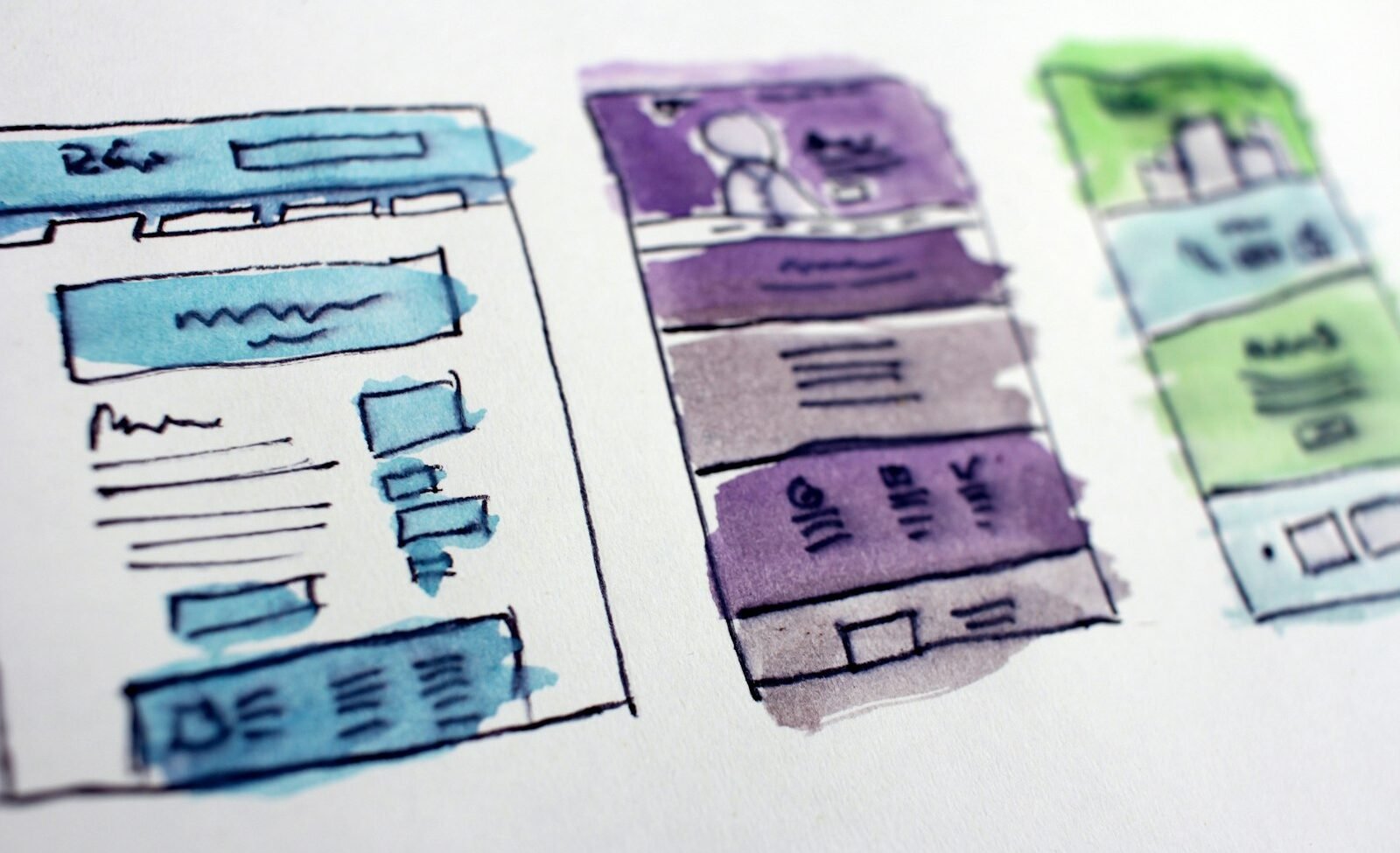 Wireframe sketches used to plan a WordPress website redesign